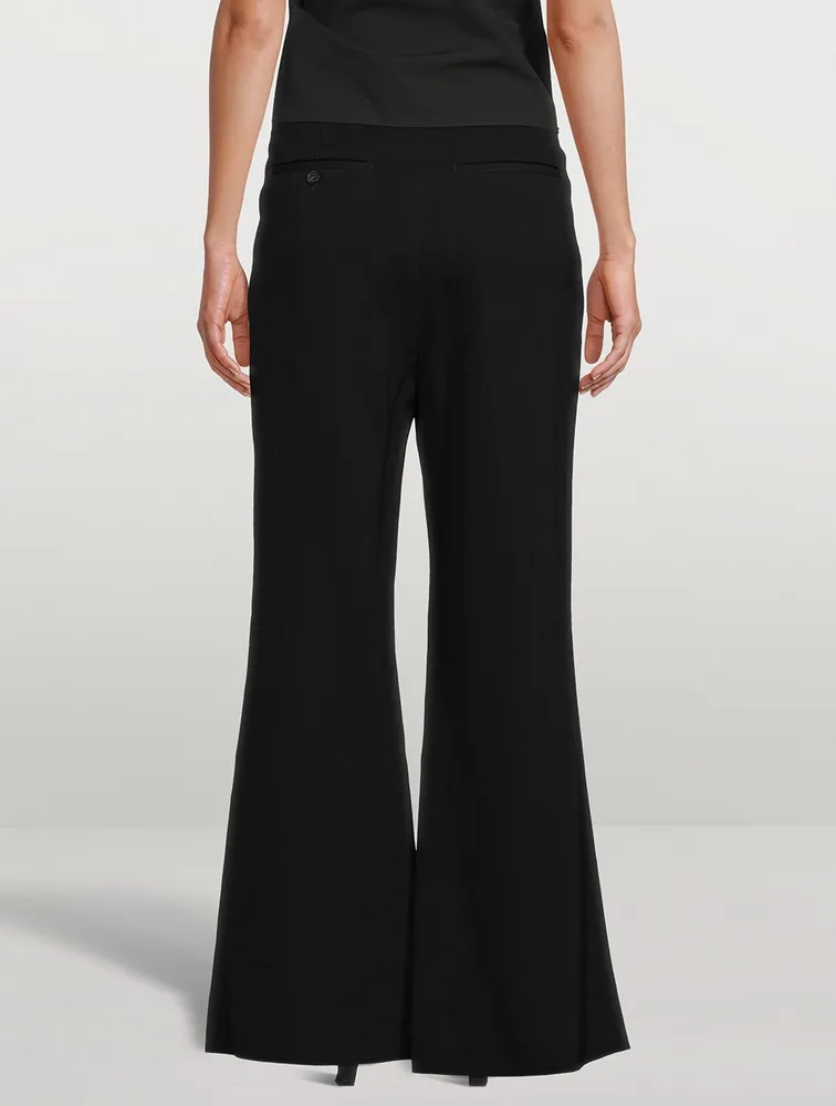 Wool Gabardine Flare Trousers