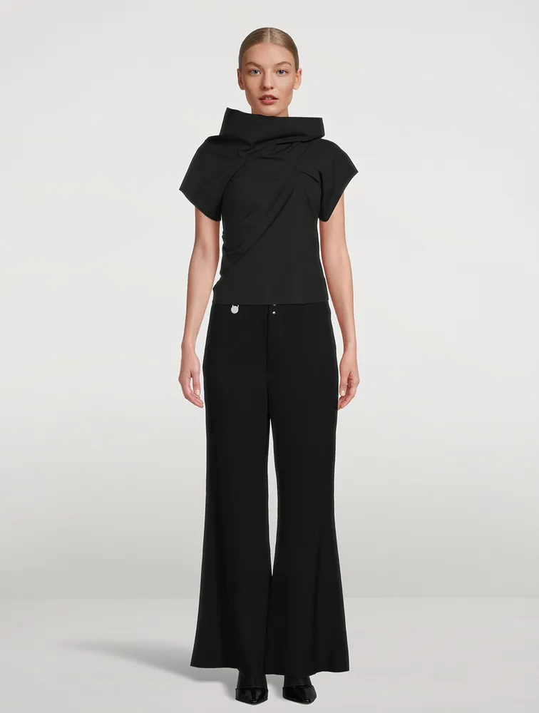 Wool Gabardine Flare Trousers