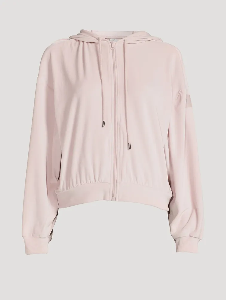 Glimmer Velour Zip-Front Hoodie