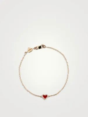 14K Gold Heart Bracelet With Diamonds