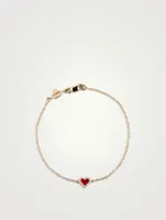 14K Gold Heart Bracelet With Diamonds