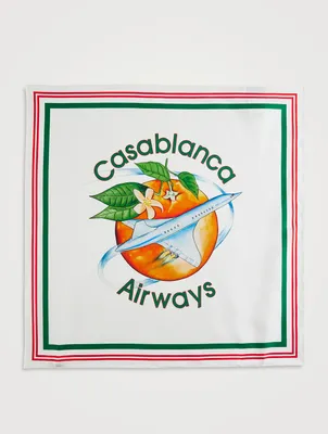 Silk Scarf In Orbit Au Tour De L'Orange Print