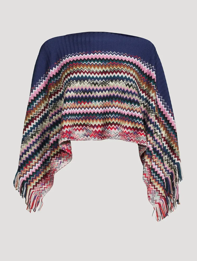 Zig-Zag Colourblock Cropped Poncho