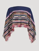 Zig-Zag Colourblock Cropped Poncho