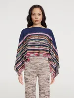 Zig-Zag Colourblock Cropped Poncho