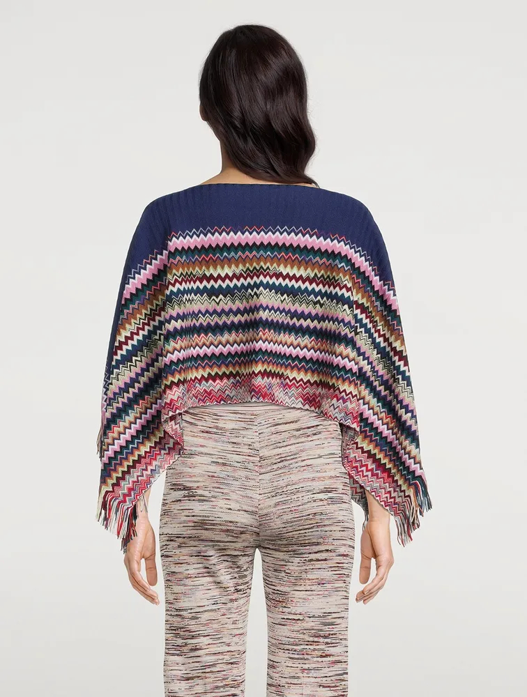Zig-Zag Colourblock Cropped Poncho