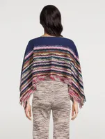 Zig-Zag Colourblock Cropped Poncho