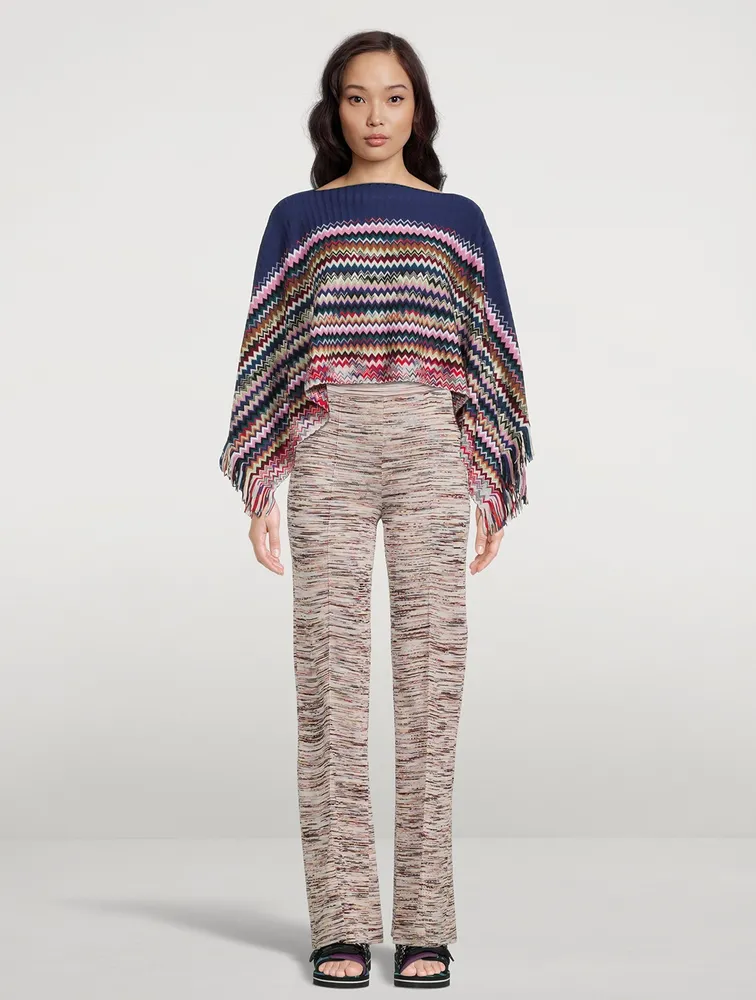 Zig-Zag Colourblock Cropped Poncho