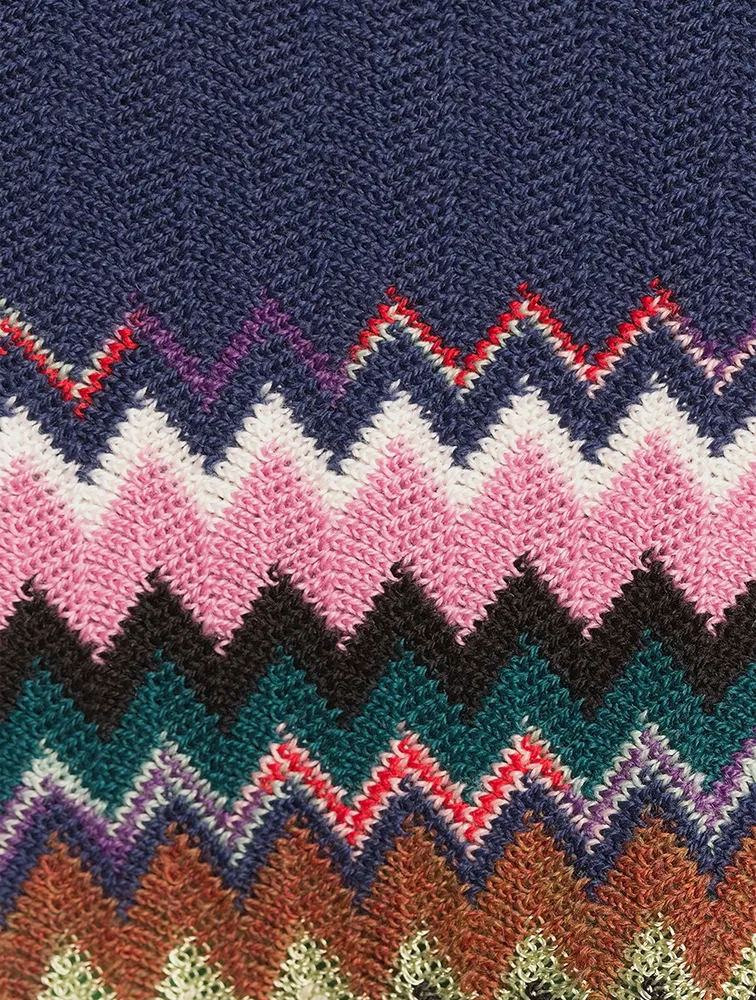 Zig-Zag Colourblock Cropped Poncho