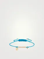 Cord Bracelet With 14K Gold Mini Diamond Happy Face Charm