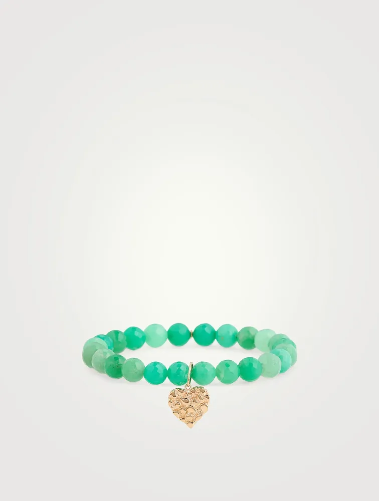 Beaded Bracelet With 14K Gold Heart Charm