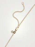 14K Gold Daisy Love Script Necklace With Diamonds