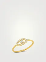 18K Gold Open Evil Eye Ring With Diamonds