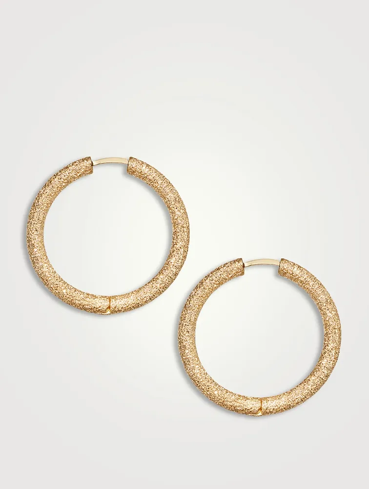 CAROLINA BUCCI 18K Gold Florentine Finish Round Hoop Earrings