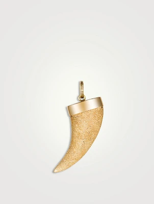 18K Gold Florentine Finish Corno Horn Pendant