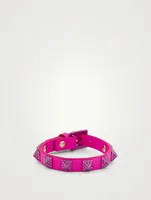 Rockstud Leather Strap Bracelet With Crystals