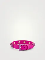 Rockstud Leather Strap Bracelet With Crystals