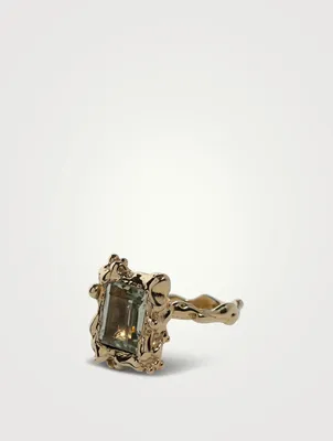 Cornice Ring With Green Amethyst