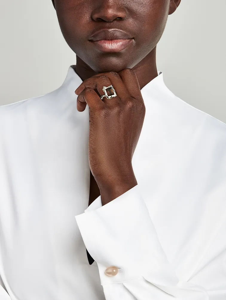 Cornice Ring With Smoky Quartz