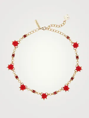 Tudor Rose Necklace With Crystals