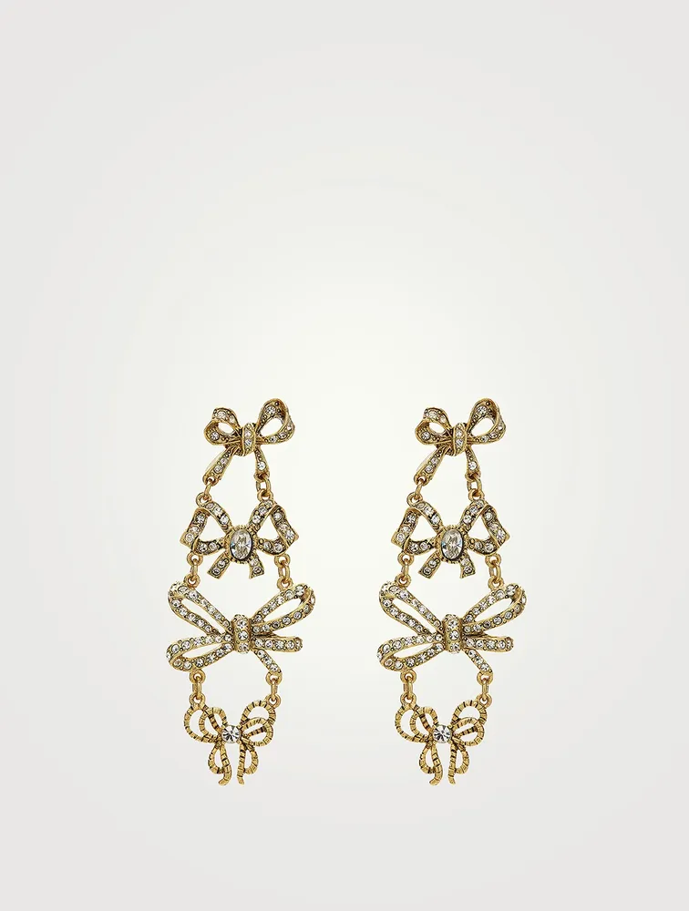 Bow Chandelier Earrings With Crystals