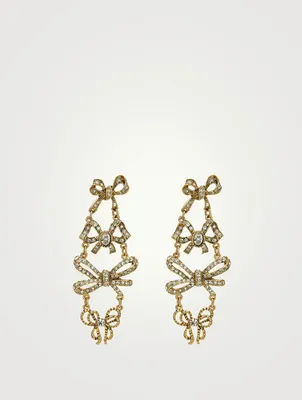 Bow Chandelier Earrings With Crystals