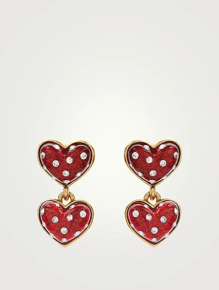 Small Sweetheart Earrings With Crystals