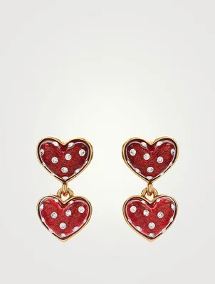 Small Sweetheart Earrings With Crystals
