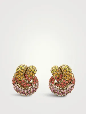 Pavé Knot Clip Earrings With Crystals