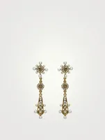 Medium Florentine Drop Earrings With Crystals And Faux Pearl