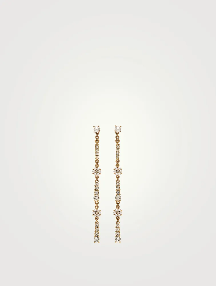 Florentine Long Drop Earrings With Faux Pearls And Crystals