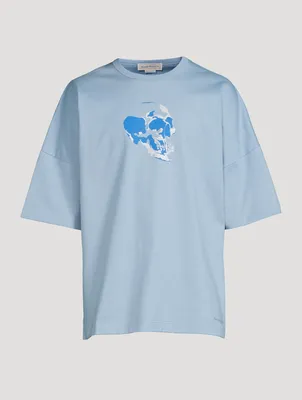 Stencil Skull Cotton T-Shirt