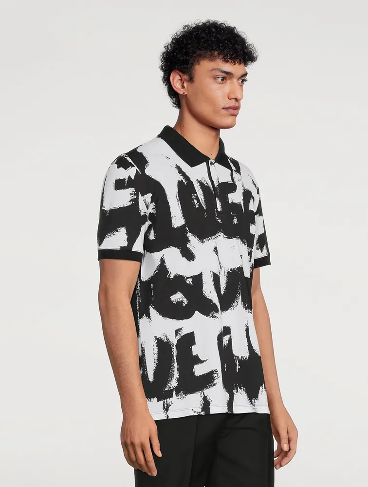 Alexander McQueen Graffiti-embroidered Polo Shirt