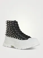 Tread Leather High Top Boots With Studs