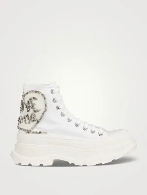 Tread Canvas High Top Boots With Crystal Embellishment