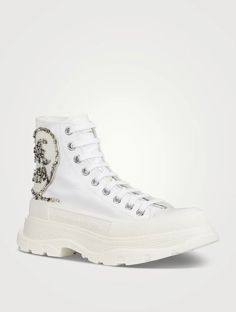 Tread Canvas High Top Boots With Crystal Embellishment
