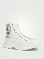 Tread Canvas High Top Boots With Crystal Embellishment