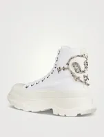 Tread Canvas High Top Boots With Crystal Embellishment