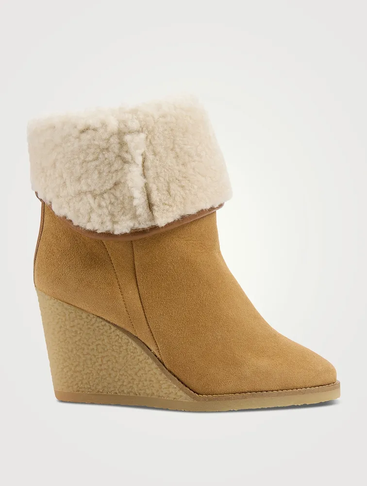 Totam Shearling-Lined Suede Wedge Boots