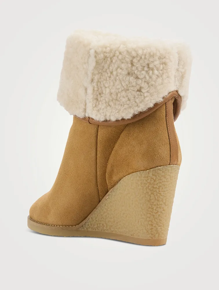 Totam Shearling-Lined Suede Wedge Boots