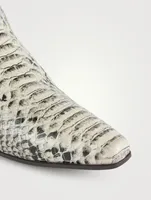 Snakeskin-Embossed Leather Ankle Boots
