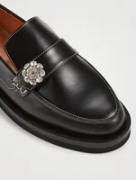 Embellished Leather Loafers