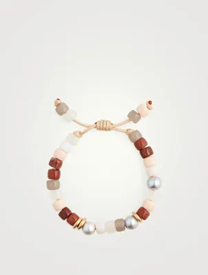 Beaded Bracelet With Pearl, Gemstone And 14K Gold