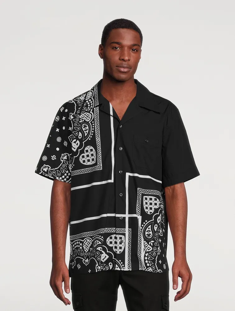 Cotton Short-Sleeve Shirt In Bandana Print