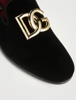 Velvet Loafers With Logo