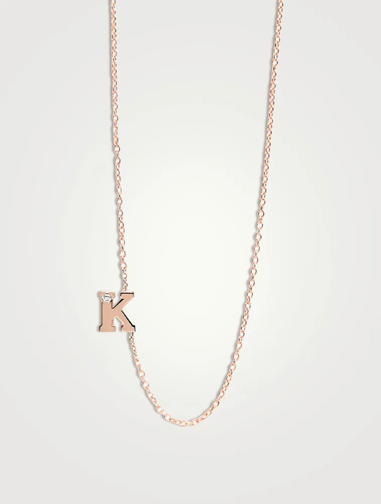 Love Letter Rose Gold K Initial Single Diamond Necklace