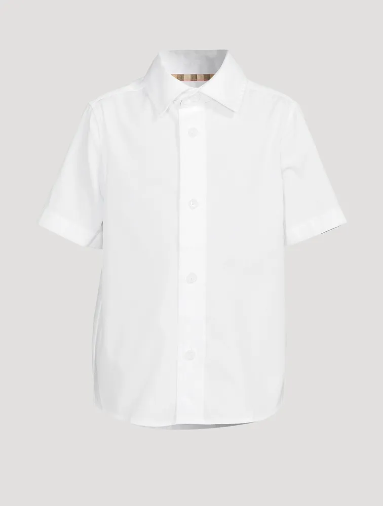 Stretch Cotton Shirt With Logo Back