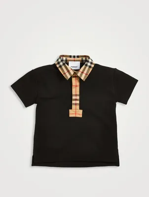 Vintage Check Trim Cotton Polo Shirt