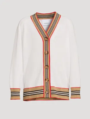 Icon Stripe Trim Wool Cardigan