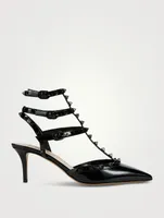 Rockstud Leather Ankle-Strap Pumps